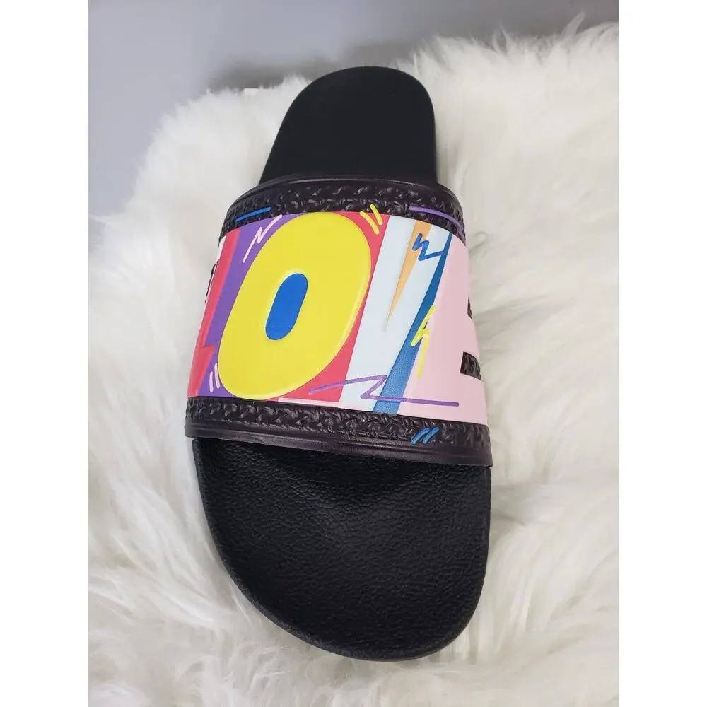 NEW Adidas Men 12 Adilette Slide Sandal Gay Pride LGBTQ Ally LOVE UNITES rainbow